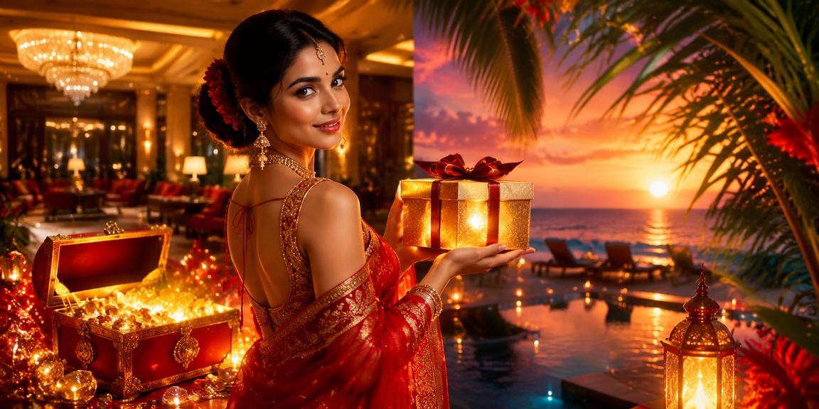 Indian woman with mobile and cashback bonus