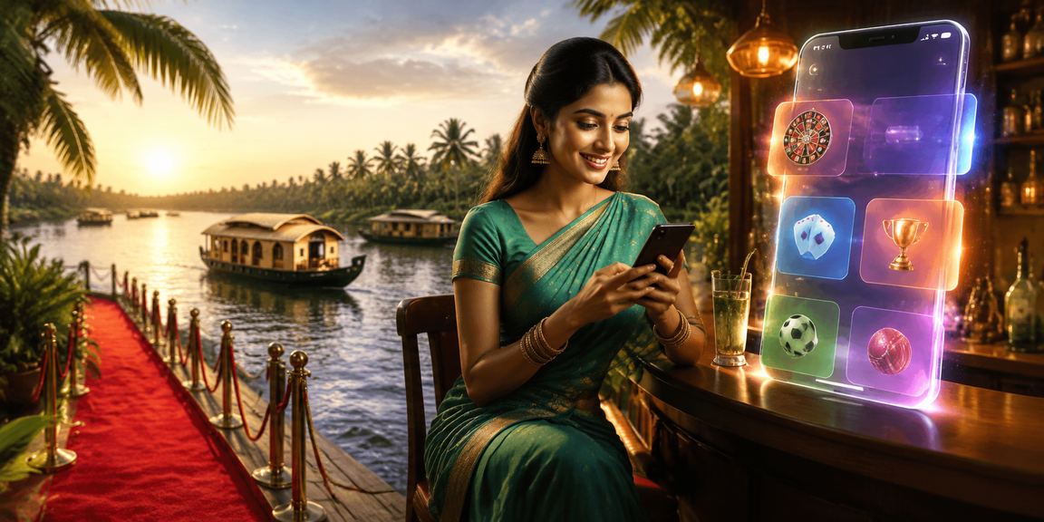 Indian woman enjoying casino app on mobile device